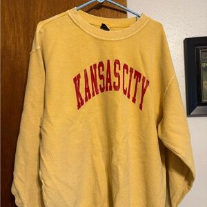 Kansas City Yellow Crewneck Sweatshirt with Red Lettering